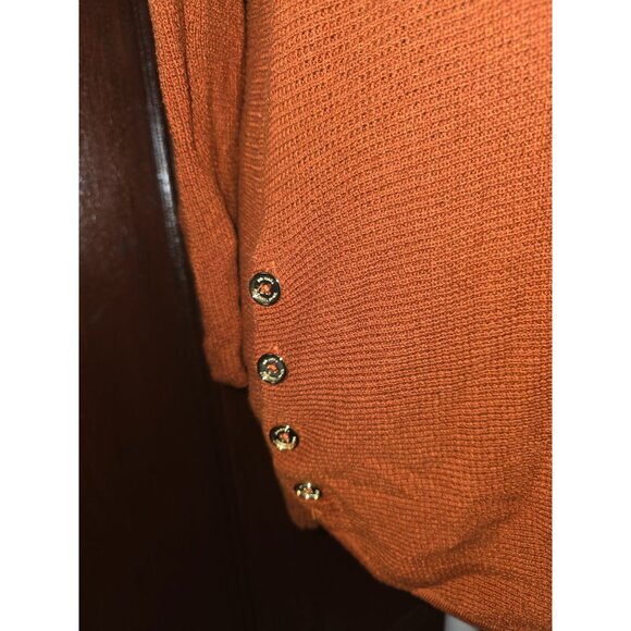 Michael Kors Womens Orange Tunic Sweater With Side Buttons Size M - Picture 2 of 10